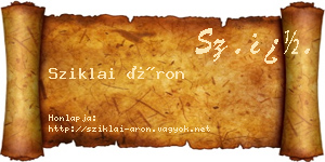 Sziklai Áron névjegykártya